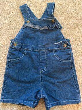 Carhartt Girls' Dark Blue Denim Short Overalls